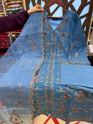 Embroidered Cotton Printed Dress – Ready to Wear